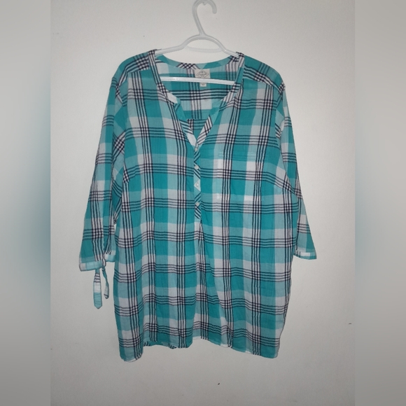 St John's bay women's light weight  plus size plaid blouse cotton size 2X - Picture 13 of 13